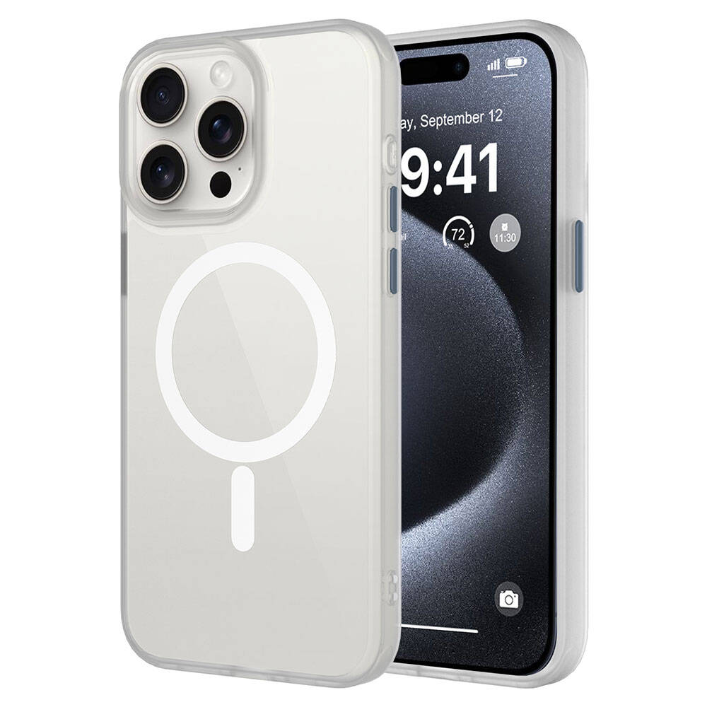iPhone 15 Pro Max Kılıf Mat Arka Yüzey Wireless Şarj Özellikli Zore Flet M-safe Kılıf