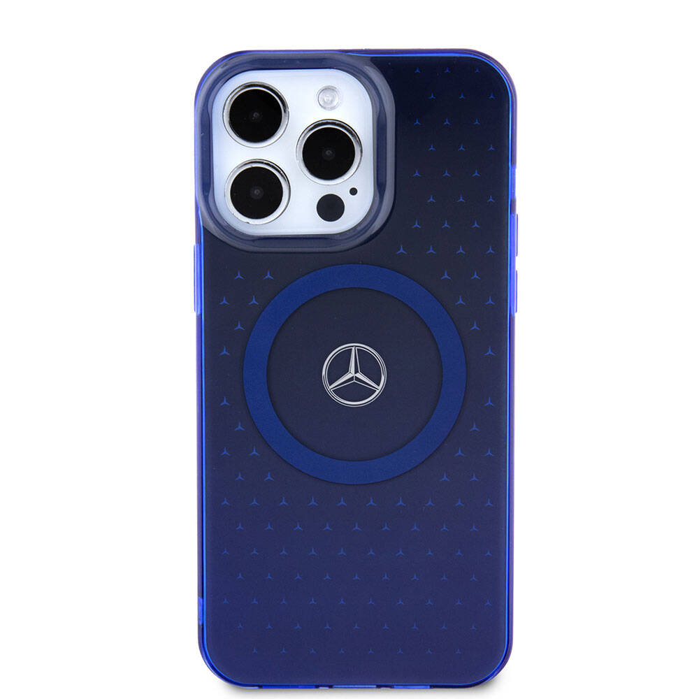 iPhone 15 Pro Max Kılıf Mercedes Benz Orijinal Lisanslı M-safe Şarj Özellikli Çift Katmanlı Mavi Yıldız Desenli Kılıf