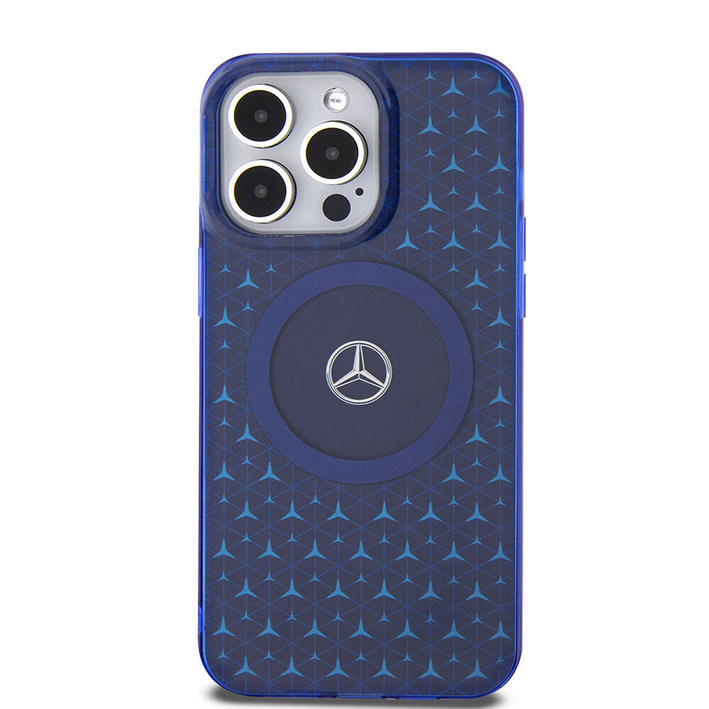 iPhone 15 Pro Max Kılıf Mercedes Benz Orijinal Lisanslı M-safe Şarj Özellikli Çift Katmanlı Mini Yıldız Desenli Kılıf