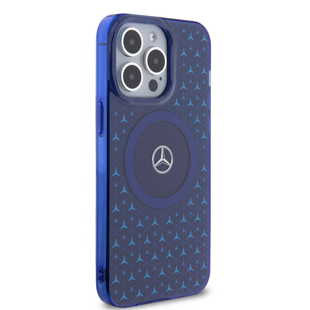 iPhone 15 Pro Max Kılıf Mercedes Benz Orijinal Lisanslı M-safe Şarj Özellikli Çift Katmanlı Mini Yıldız Desenli Kılıf