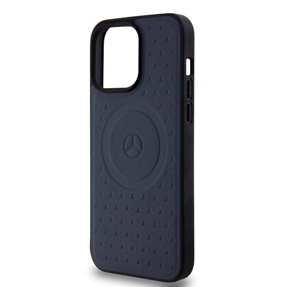 iPhone 15 Pro Max Kılıf Mercedes Benz Orijinal Lisanslı M-safe Şarj Özellikli Mühürlü Yıldız Desenli ve Logolu Deri Kılıf
