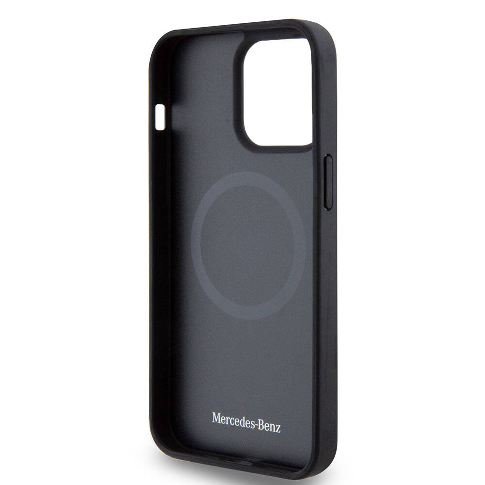 iPhone 15 Pro Max Kılıf Mercedes Benz Orijinal Lisanslı M-safe Şarj Özellikli Mühürlü Yıldız Desenli ve Logolu Deri Kılıf