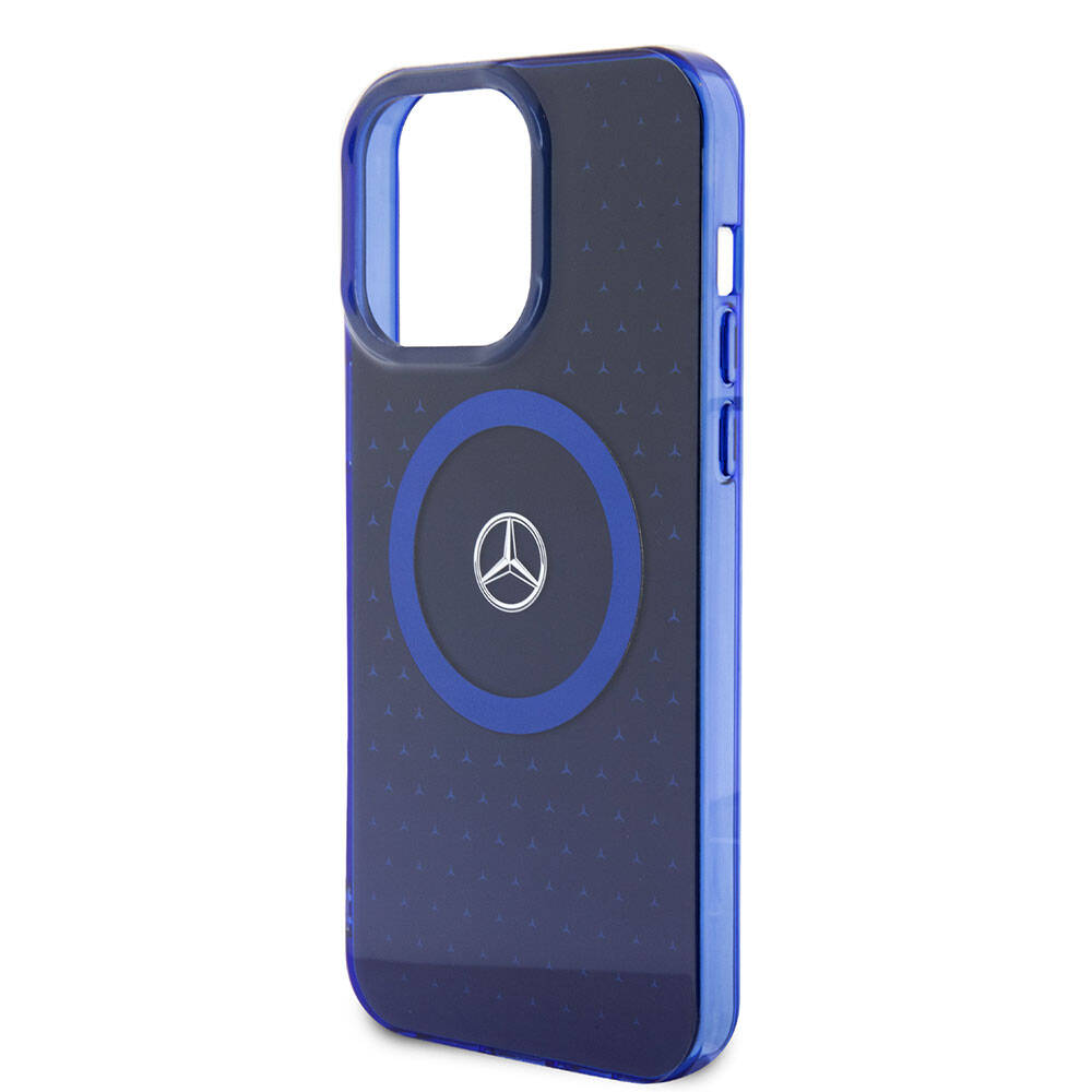 iPhone 15 Pro Max Kılıf Mercedes Benz orijinal Lisanslı M-safe Şarj Özellikli Çift Katmanlı Mavi Yıldız Desenli Kılıf