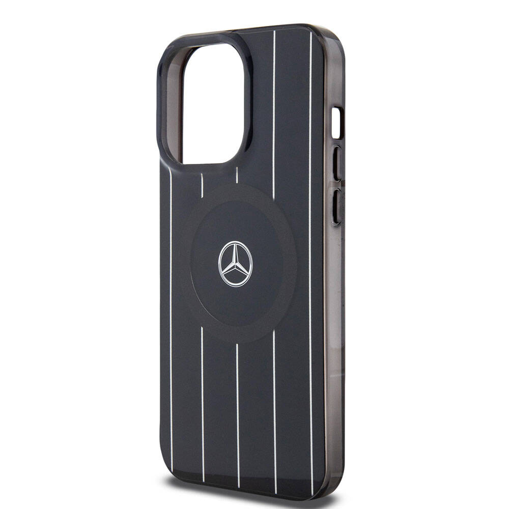 iPhone 15 Pro Max Kılıf Mercedes Benz orijinal Lisanslı M-safe Şarj Özellikli Çift Katmanlı Paralel Çizgi Desenli Kılıf