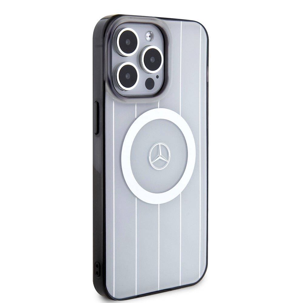 iPhone 15 Pro Max Kılıf Mercedes Benz orijinal Lisanslı M-safe Şarj Özellikli Çift Katmanlı Paralel Çizgi Desenli Kılıf