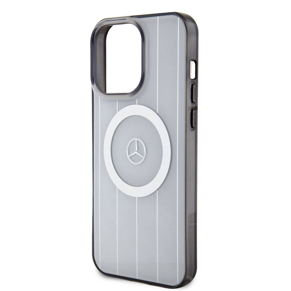 iPhone 15 Pro Max Kılıf Mercedes Benz OrijinalLisanslı M-safe Şarj Özellikli Çift Katmanlı Paralel Çizgi Desenli Kılıf