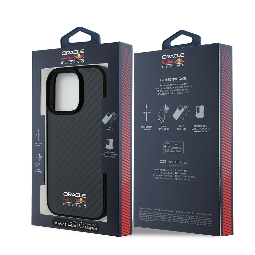 iPhone 15 Pro Max Kılıf Redbull Orijinal Lisanslı M-safe Şarj Özellikli Karbon Fiber Tasarımlı Parlayan Logolu Kılıf