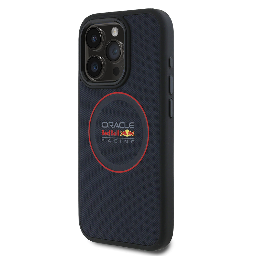 iPhone 15 Pro Max Kılıf Redbull Orijinal Lisanslı M-safe Şarj Özellikli Kırmızı Halka ve Logo Kabartmalı PU Deri Kılıf