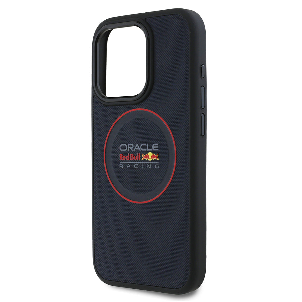 iPhone 15 Pro Max Kılıf Redbull Orijinal Lisanslı M-safe Şarj Özellikli Kırmızı Halka ve Logo Kabartmalı PU Deri Kılıf