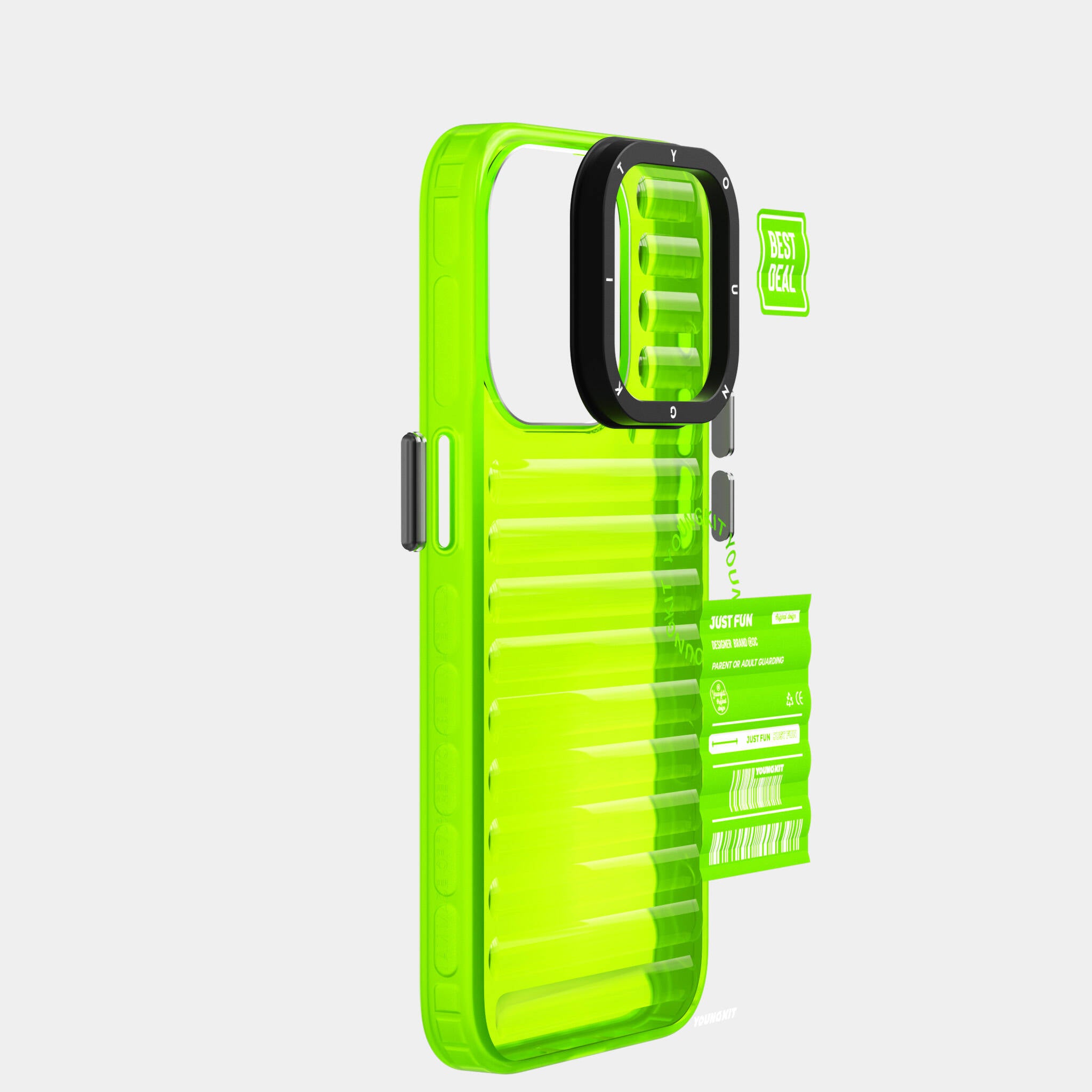 iPhone 15 Pro Max Kılıf Şeffaf Renkli Tasarım YoungKit Fluorite Serisi Kılıf