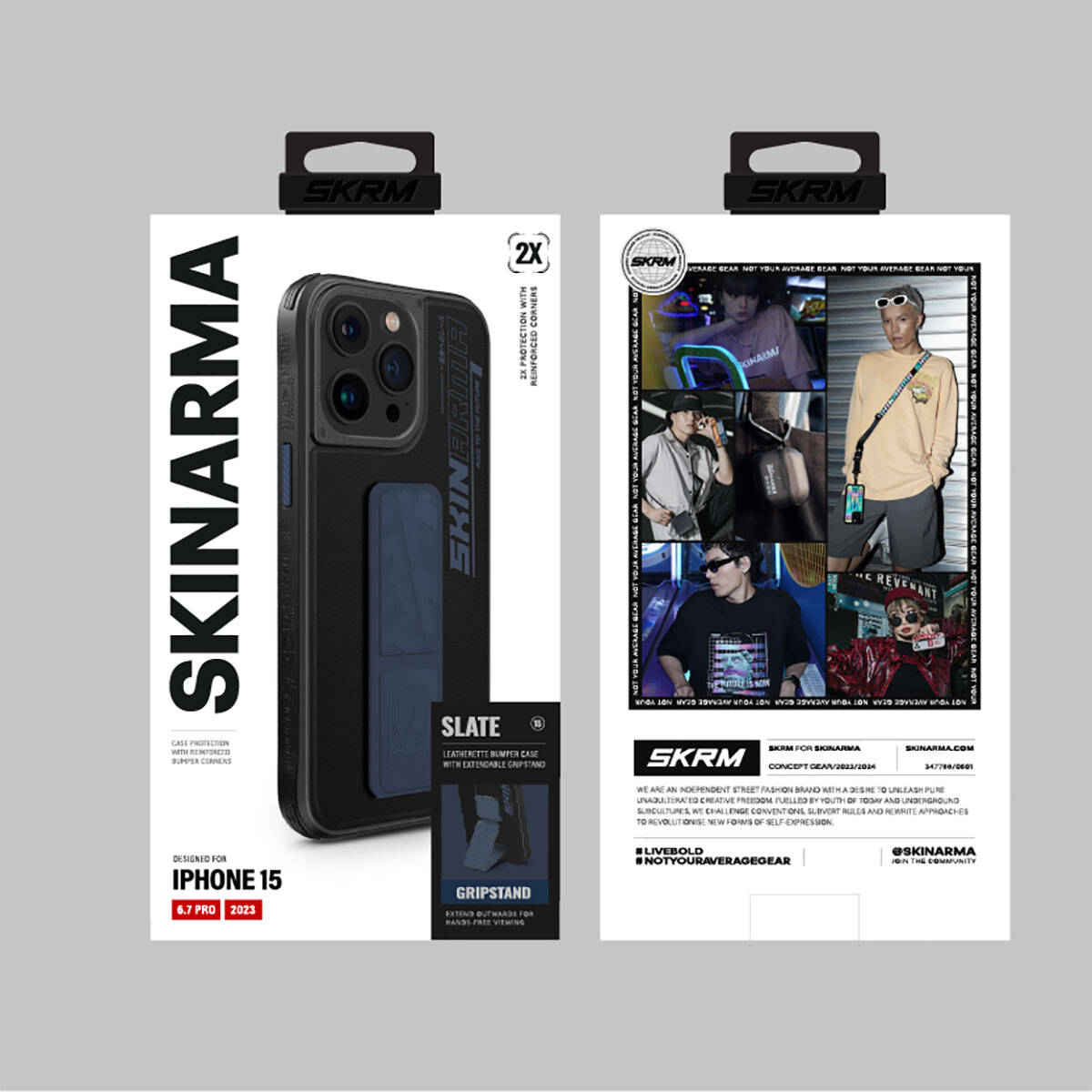 iPhone 15 Pro Max Kılıf SkinArma Standlı Deri Görünümlü Slate Kılıf