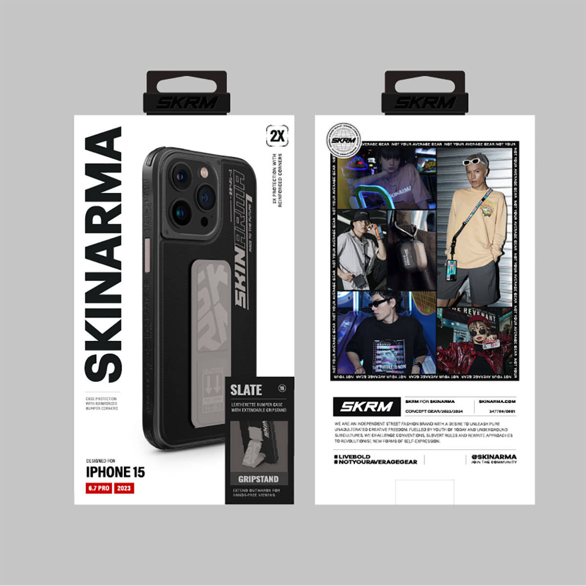 iPhone 15 Pro Max Kılıf SkinArma Standlı Deri Görünümlü Slate Kılıf