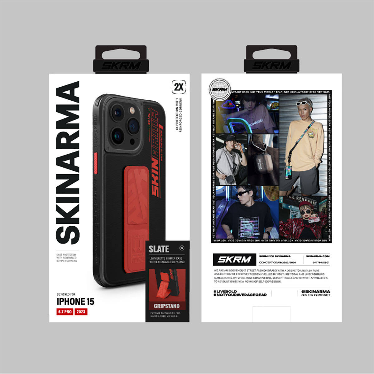 iPhone 15 Pro Max Kılıf SkinArma Standlı Deri Görünümlü Slate Kılıf