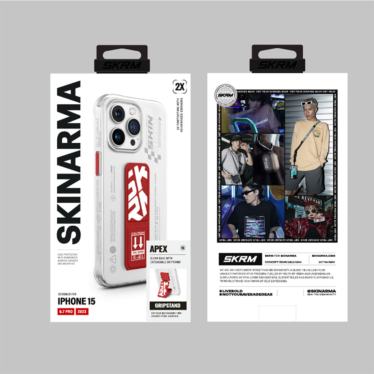 iPhone 15 Pro Max Kılıf SkinArma Standlı Şeffaf Tasarımlı Apex Kılıf