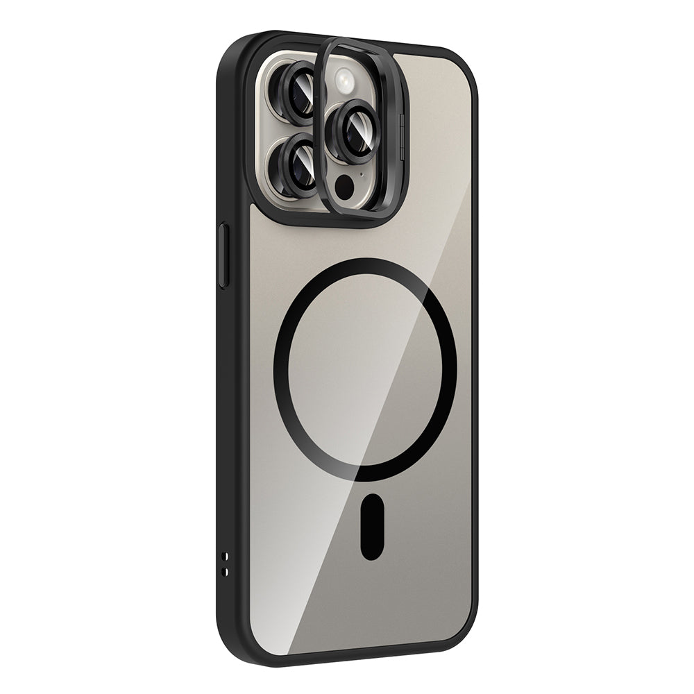 iPhone 15 Pro Max Kılıf Standlı ve Kamera Lens Hediyeli M-Safe Şarj Özellikli Zore Etro Kılıf