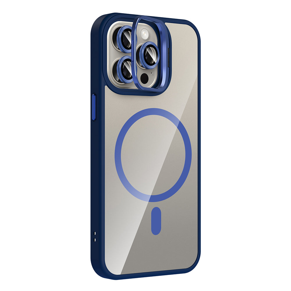 iPhone 15 Pro Max Kılıf Standlı ve Kamera Lens Hediyeli M-Safe Şarj Özellikli Zore Etro Kılıf