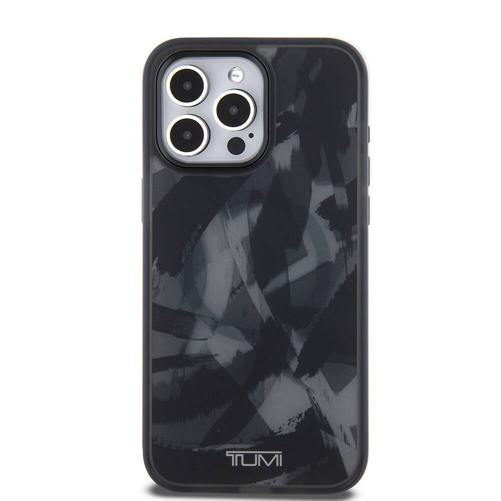 iPhone 15 Pro Max Kılıf TUMI Orijinal Lisanslı M-safe Şarj Özellikli Buzlanmış Saydam Fırça Kamuflajı Desenli Kılıf