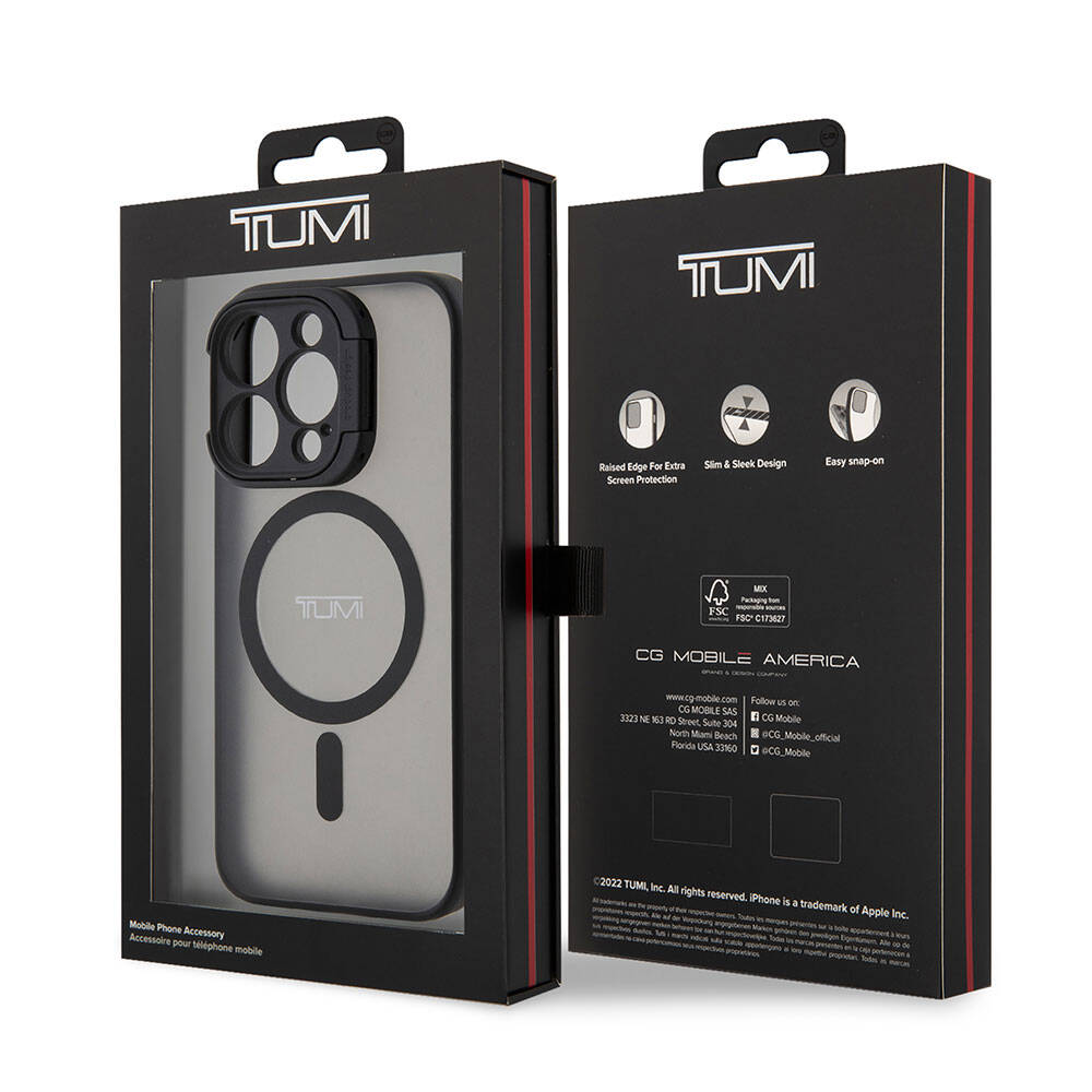 iPhone 15 Pro Max Kılıf TUMI Orijinal Lisanslı M-safe Şarj Özellikli Kamera Standlı Buzlu Mat Kılıf