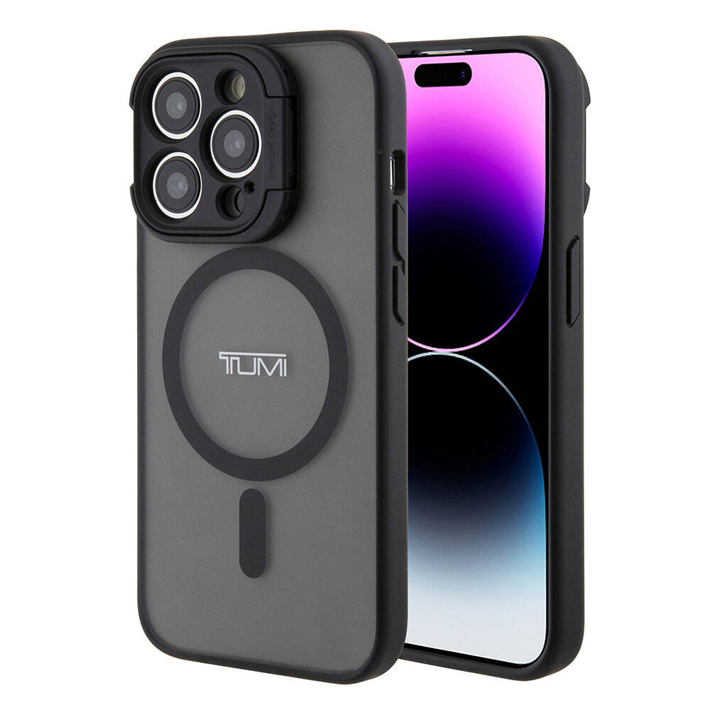 iPhone 15 Pro Max Kılıf TUMI orijinal Lisanslı M-safe Şarj Özellikli Kamera Standlı Buzlu Mat Kılıf