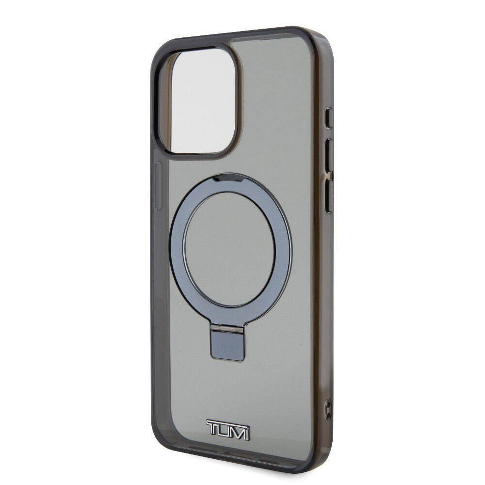 iPhone 15 Pro Max Kılıf TUMI orijinal Lisanslı M-safe Şarj Özellikli PC TPU Metal Logolu Ring Standlı Kılıf