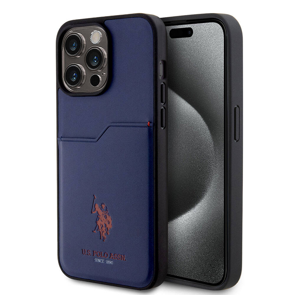 iPhone 15 Pro Max Kılıf U.S. Polo Assn. Orijinal Lisanslı Baskı Logolu PU Kartlıklı Kılıf