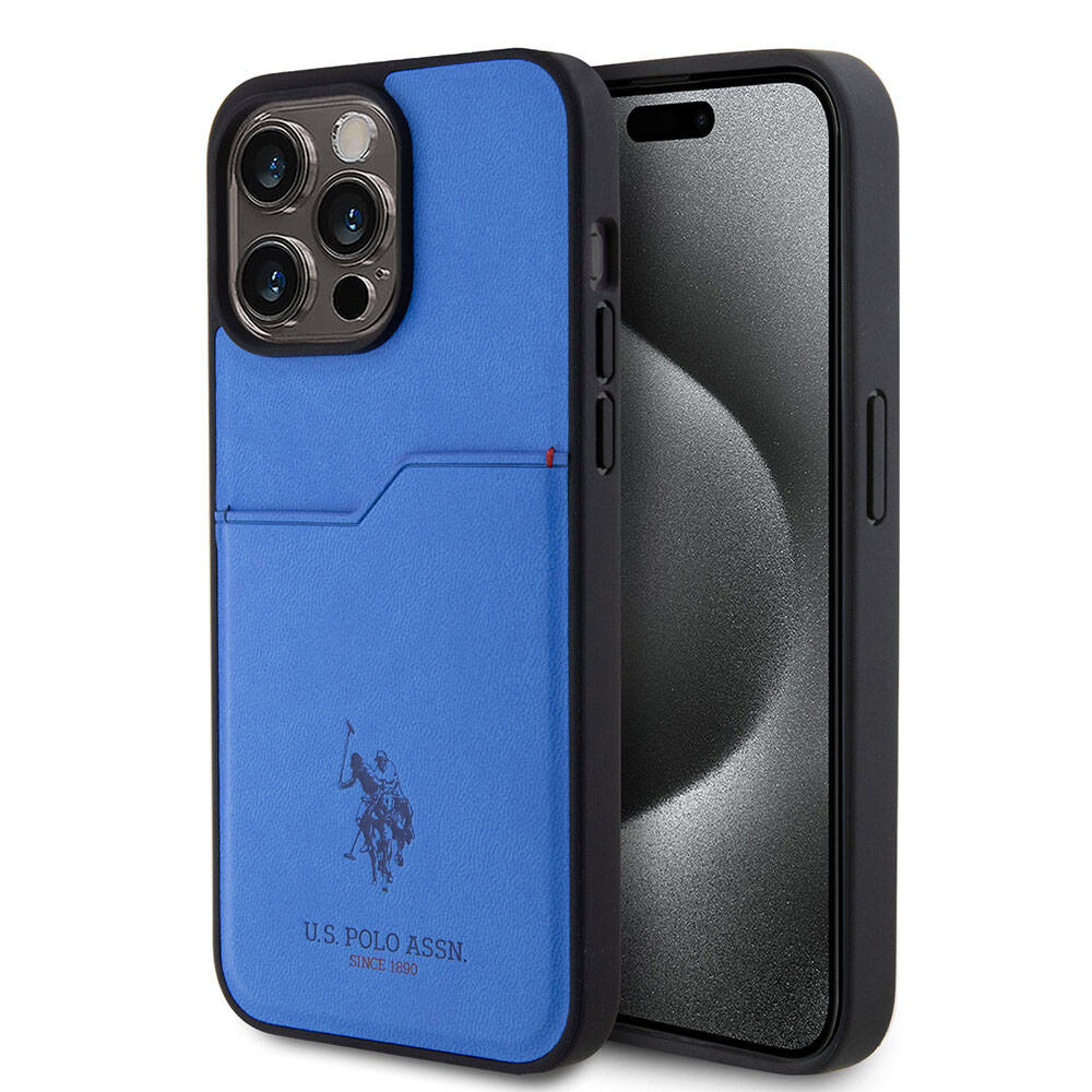iPhone 15 Pro Max Kılıf U.S. Polo Assn. Orijinal Lisanslı Baskı Logolu PU Kartlıklı Kılıf