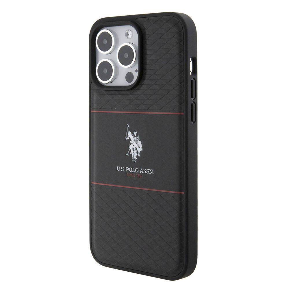 iPhone 15 Pro Max Kılıf U.S. Polo Assn. Orijinal Lisanslı Deri Şeritli Logo Dizayn Kılıf
