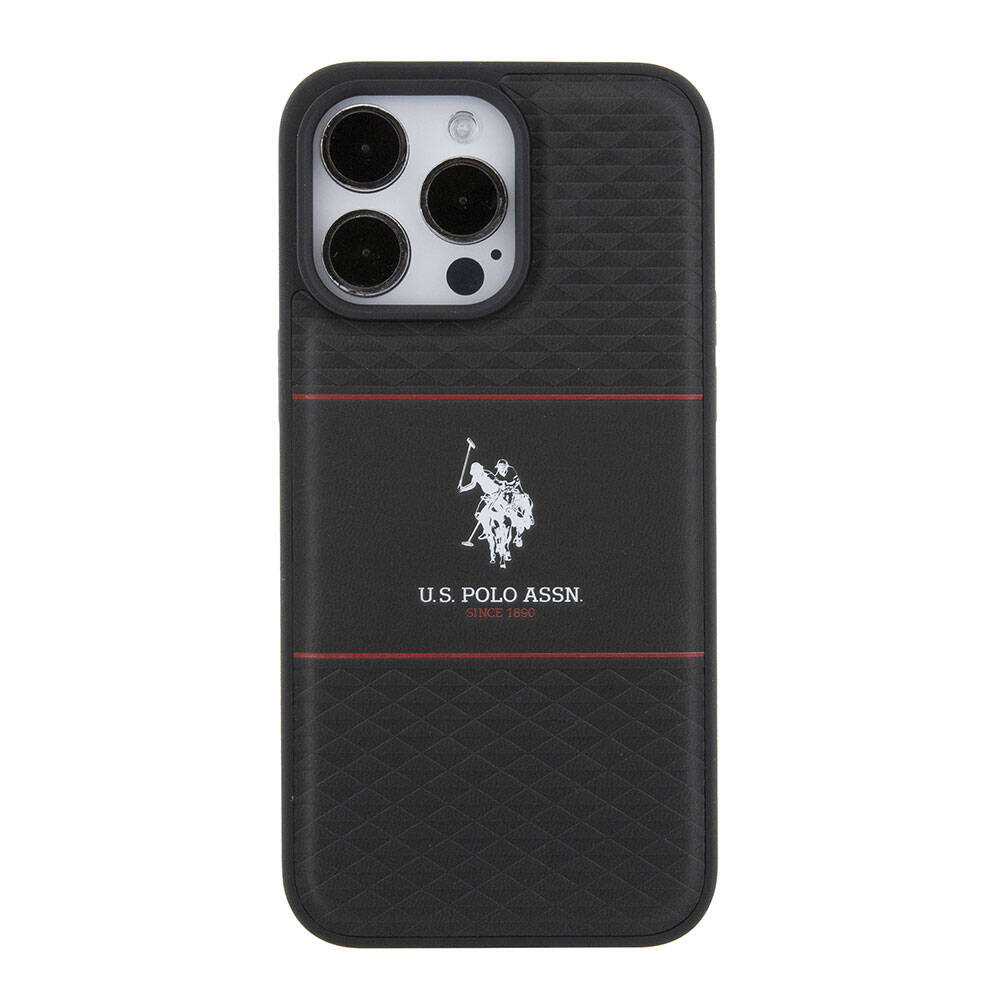 iPhone 15 Pro Max Kılıf U.S. Polo Assn. Orijinal Lisanslı Deri Şeritli Logo Dizayn Kılıf