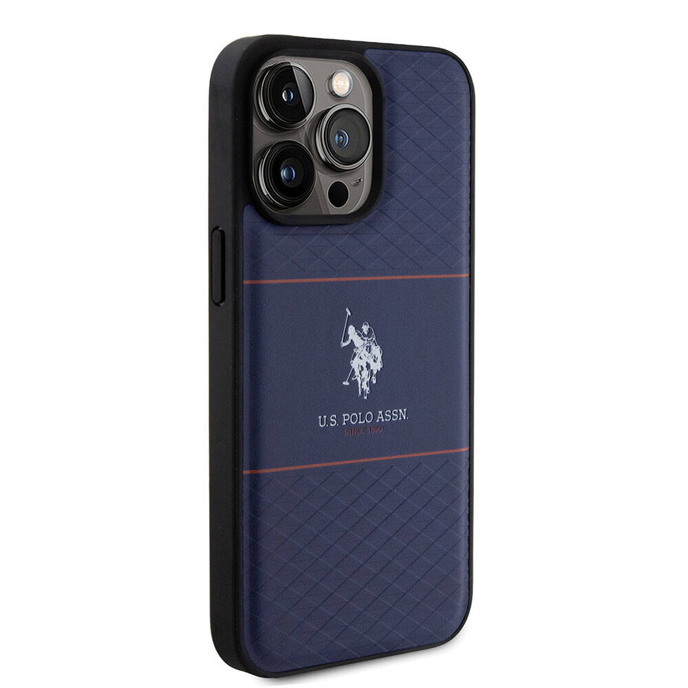 iPhone 15 Pro Max Kılıf U.S. Polo Assn. Orijinal Lisanslı Deri Şeritli Logo Dizayn Kılıf