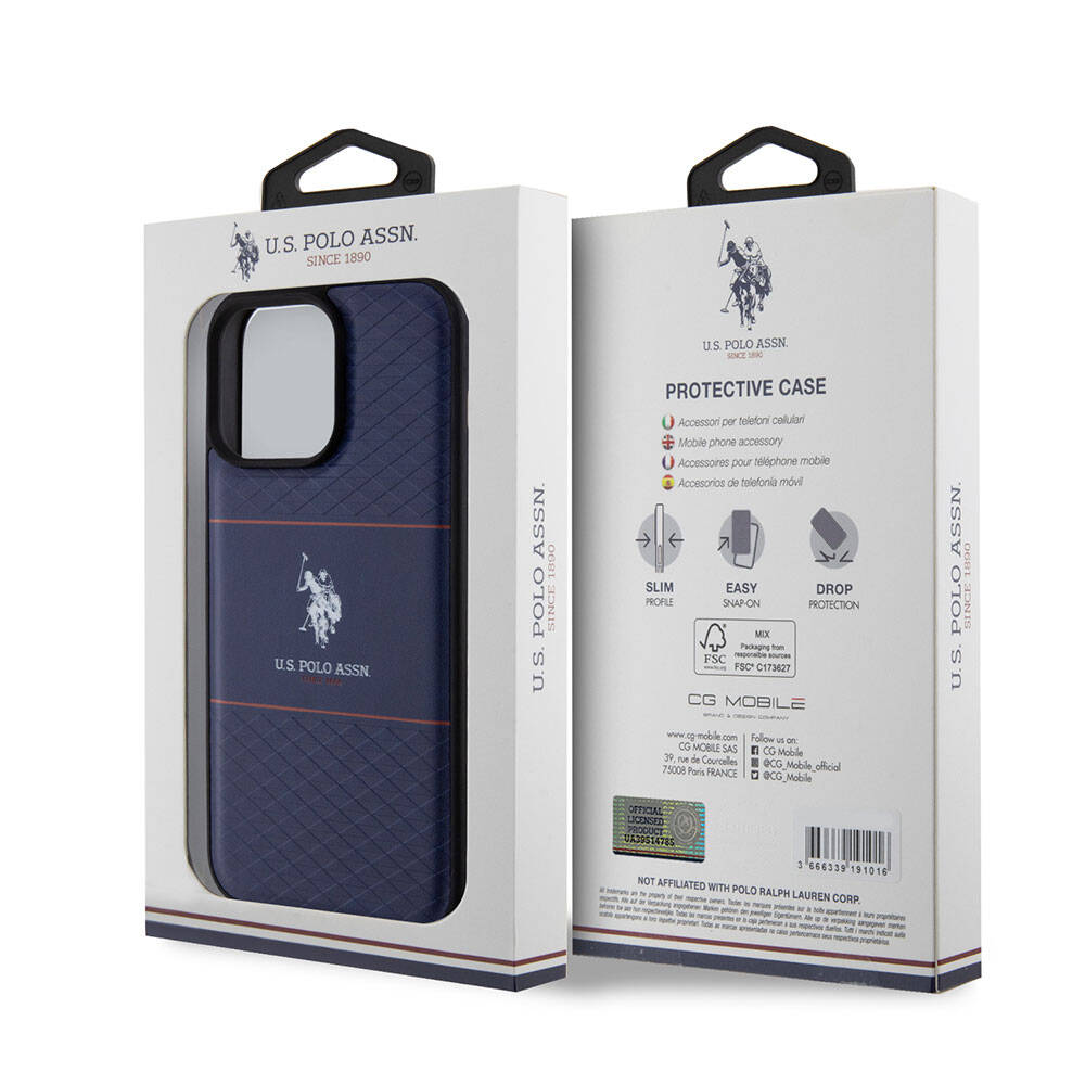 iPhone 15 Pro Max Kılıf U.S. Polo Assn. Orijinal Lisanslı Deri Şeritli Logo Dizayn Kılıf