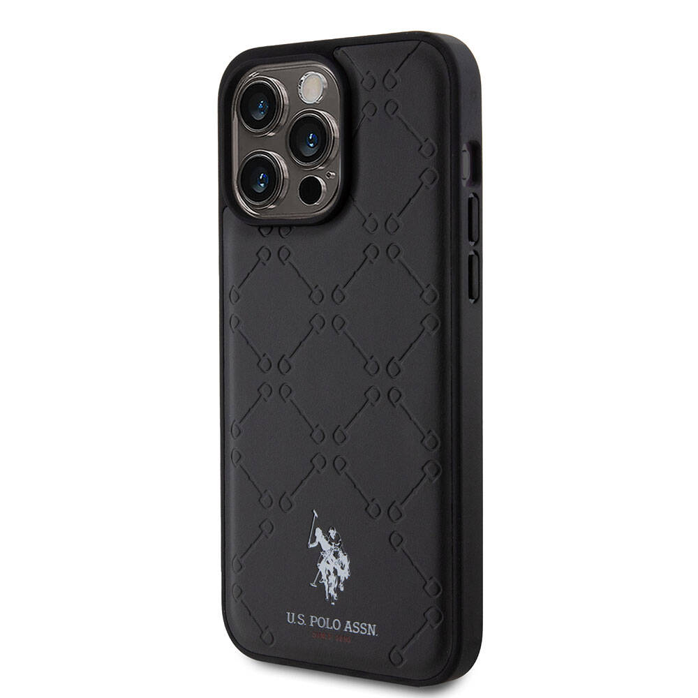 iPhone 15 Pro Max Kılıf U.S. Polo Assn. Orijinal Lisanslı HS Desenli Baskı Logolu Suni Deri Kılıf