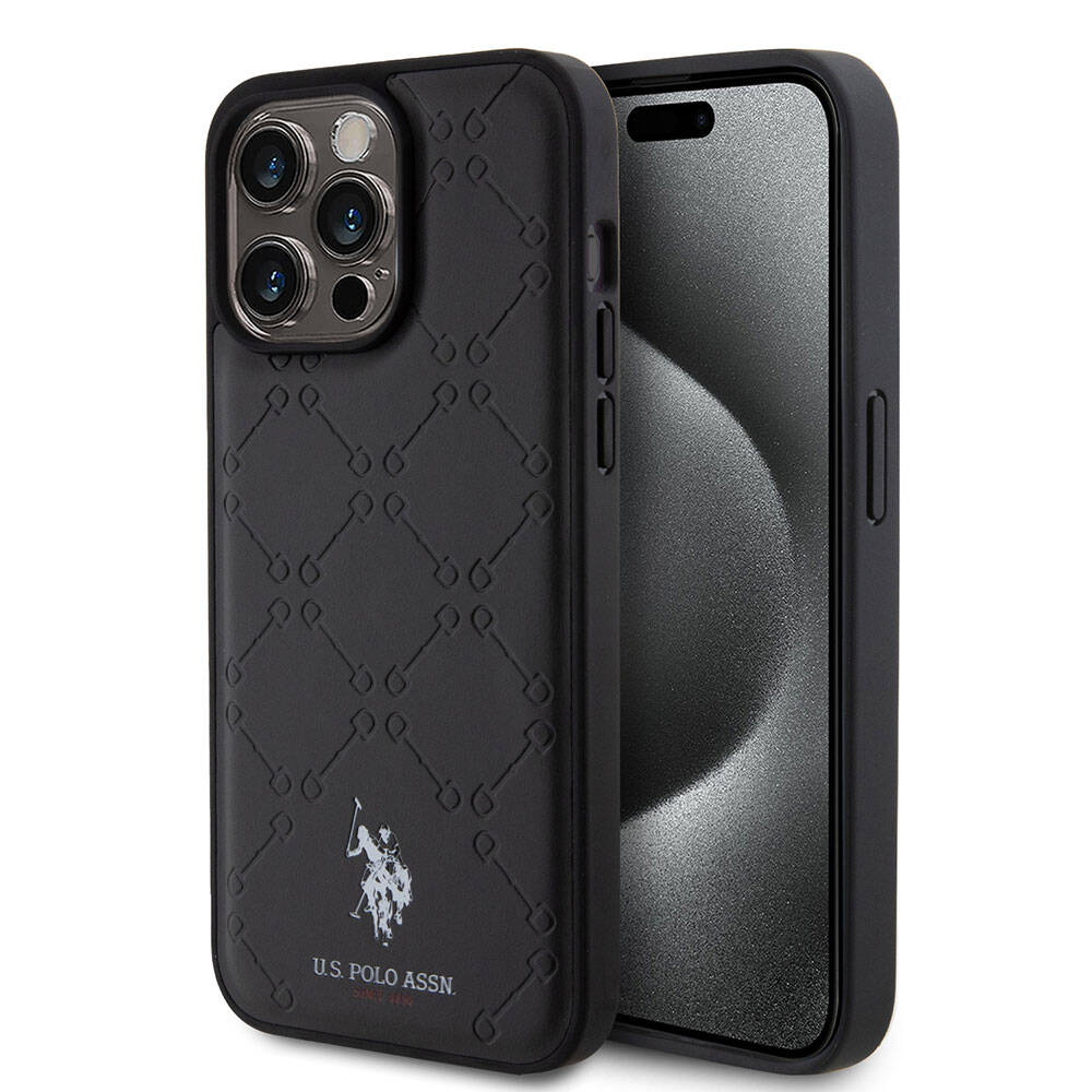 iPhone 15 Pro Max Kılıf U.S. Polo Assn. Orijinal Lisanslı HS Desenli Baskı Logolu Suni Deri Kılıf