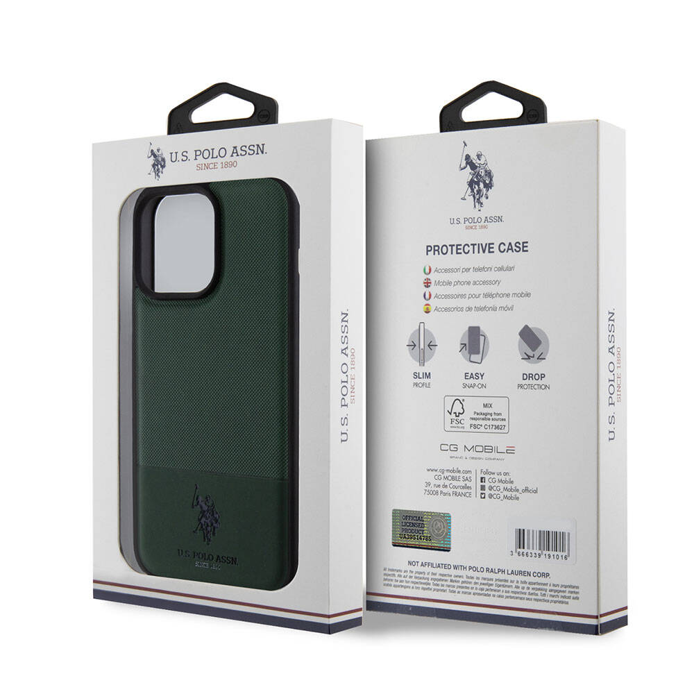 iPhone 15 Pro Max Kılıf U.S. Polo Assn. Orijinal Lisanslı Suni Deri Arka Yüzey Baskı Logolu Örgü Desenli Kılıf