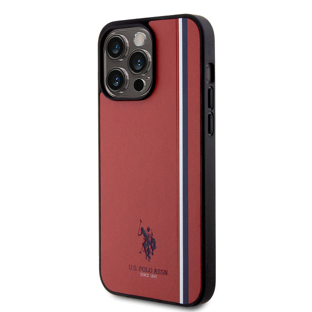 iPhone 15 Pro Max Kılıf U.S. Polo Assn. Orijinal Lisanslı Üç Renk Şerit Tasarımlı Baskı Logolu Kılıf