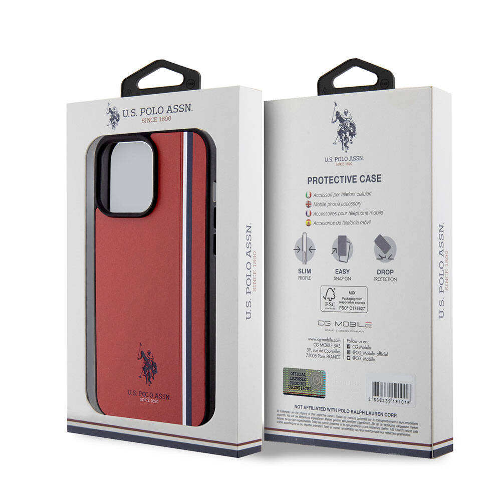 iPhone 15 Pro Max Kılıf U.S. Polo Assn. Orijinal Lisanslı Üç Renk Şerit Tasarımlı Baskı Logolu Kılıf