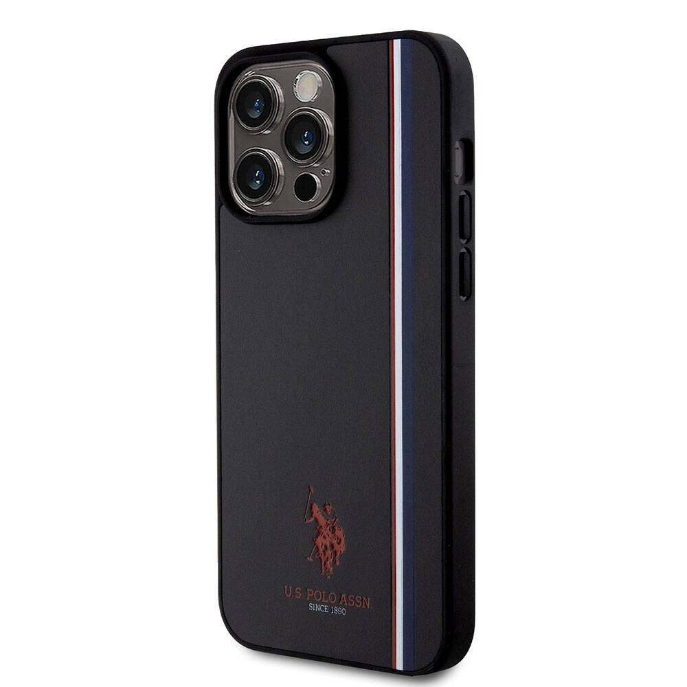 iPhone 15 Pro Max Kılıf U.S. Polo Assn. Orijinal Lisanslı Üç Renk Şerit Tasarımlı Baskı Logolu Kılıf