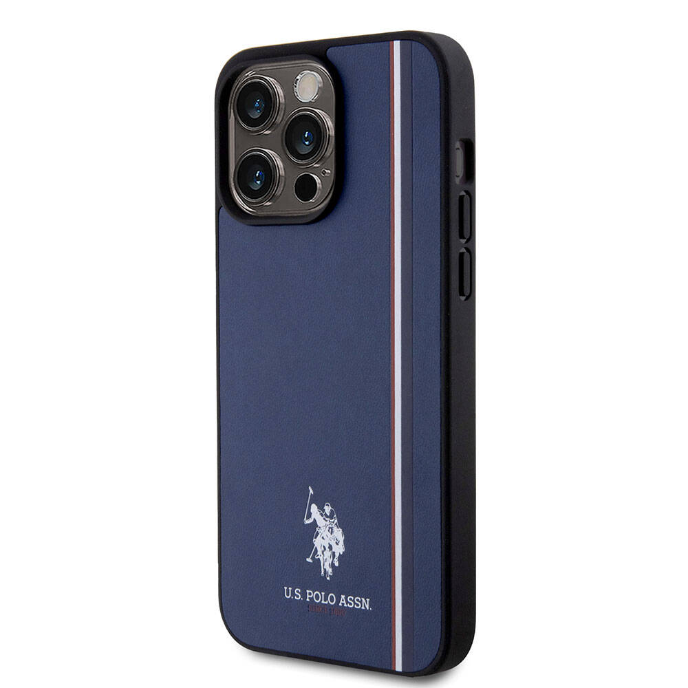 iPhone 15 Pro Max Kılıf U.S. Polo Assn. Orijinal Lisanslı Üç Renk Şerit Tasarımlı Baskı Logolu Kılıf