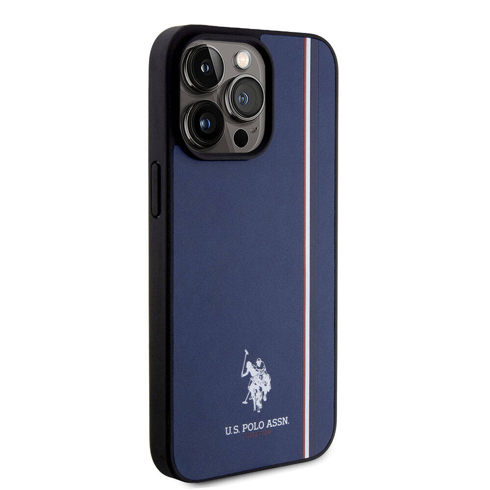 iPhone 15 Pro Max Kılıf U.S. Polo Assn. Orijinal Lisanslı Üç Renk Şerit Tasarımlı Baskı Logolu Kılıf