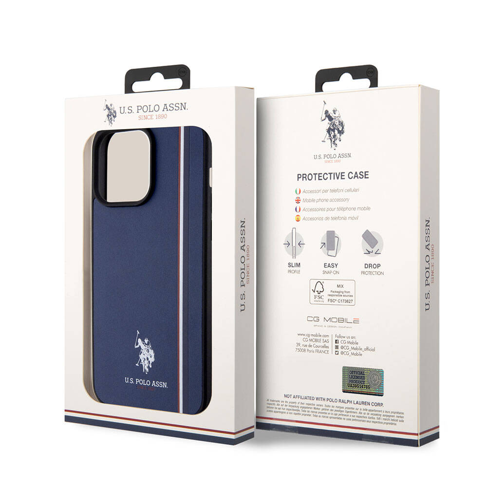 iPhone 15 Pro Max Kılıf U.S. Polo Assn. Orijinal Lisanslı Üç Renk Şerit Tasarımlı Baskı Logolu Kılıf