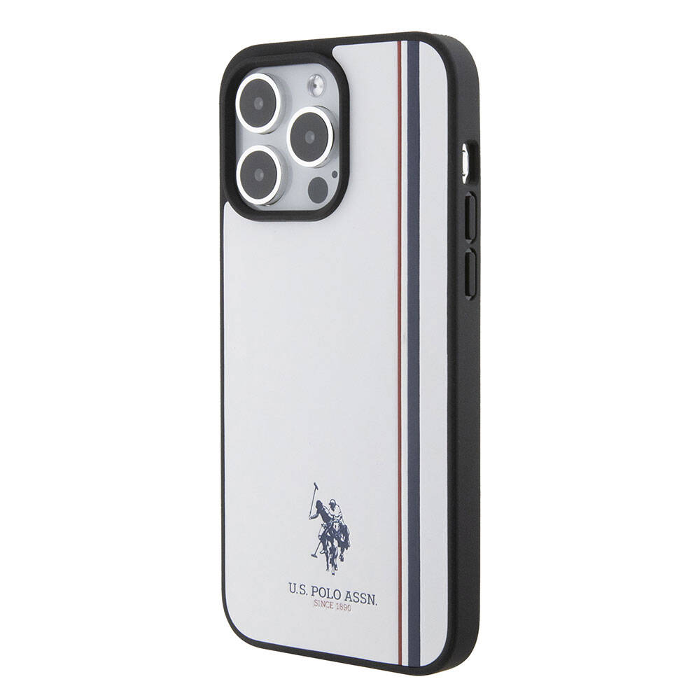 iPhone 15 Pro Max Kılıf U.S. Polo Assn. Orijinal Lisanslı Üç Renk Şerit Tasarımlı Baskı Logolu Kılıf