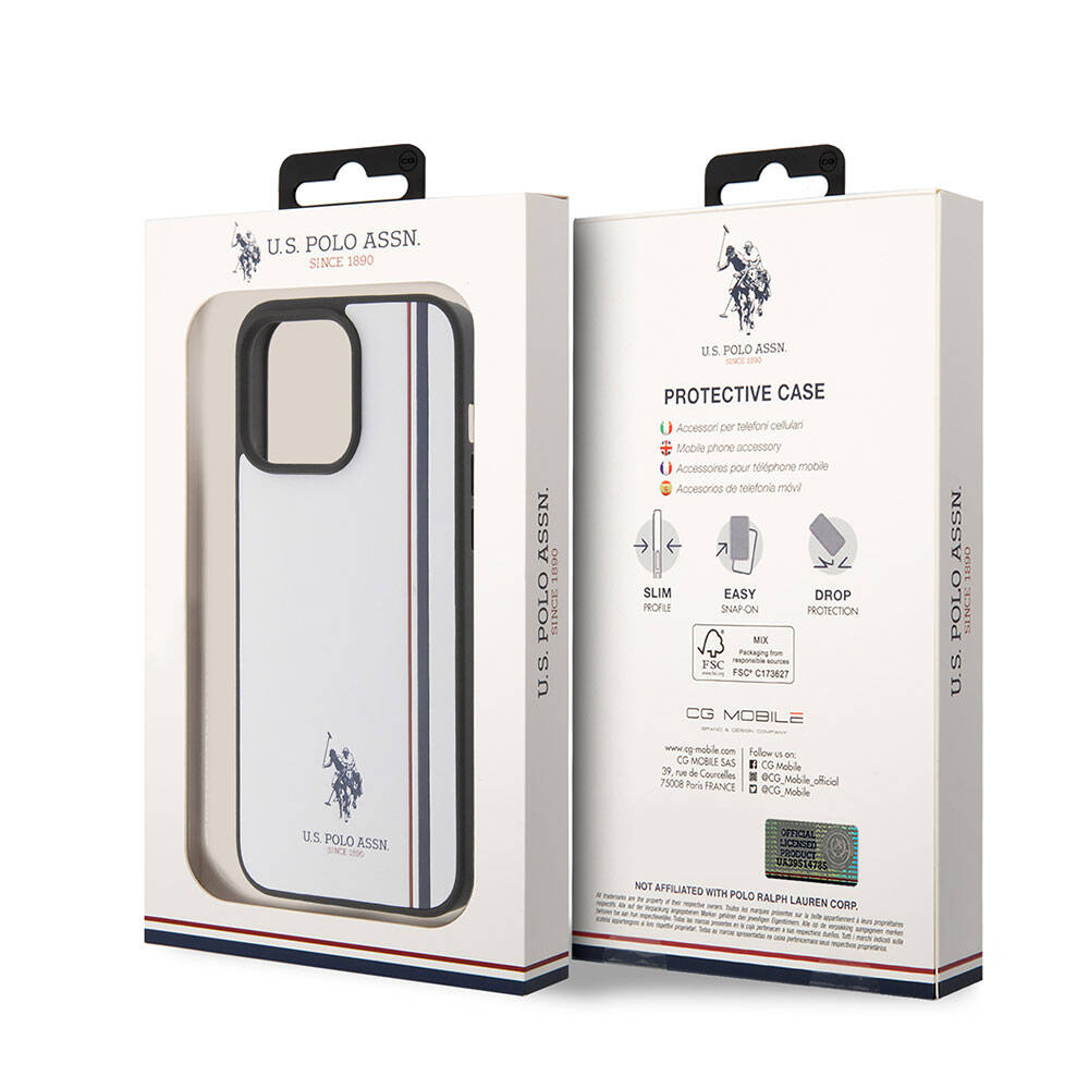 iPhone 15 Pro Max Kılıf U.S. Polo Assn. Orijinal Lisanslı Üç Renk Şerit Tasarımlı Baskı Logolu Kılıf