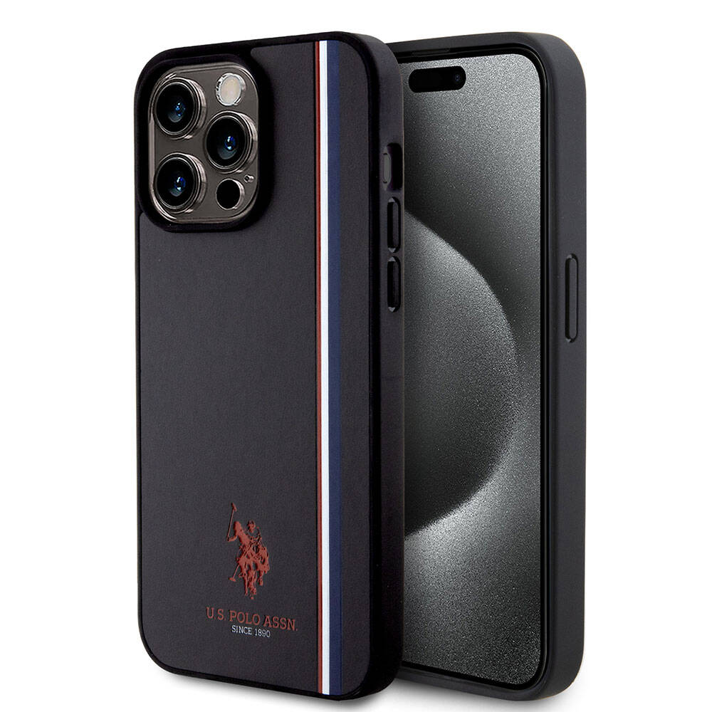 iPhone 15 Pro Max Kılıf U.S. Polo Assn. Orijinal Lisanslı Üç Renk Şerit Tasarımlı Baskı Logolu Kılıf