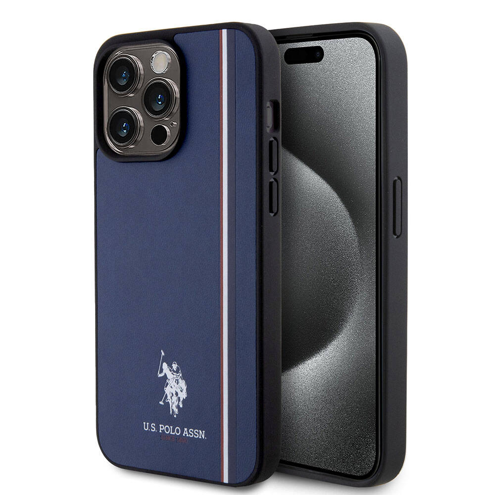 iPhone 15 Pro Max Kılıf U.S. Polo Assn. Orijinal Lisanslı Üç Renk Şerit Tasarımlı Baskı Logolu Kılıf