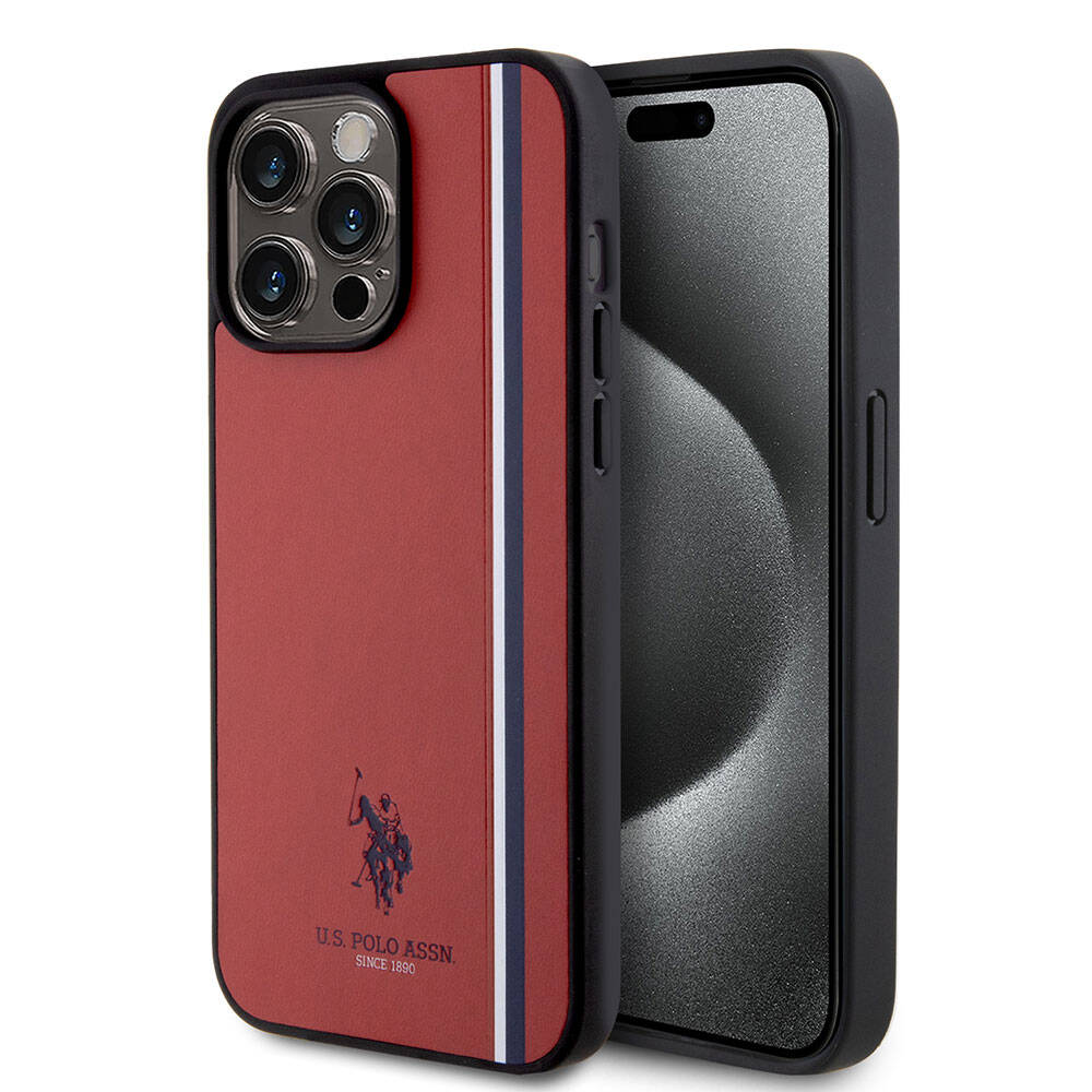 iPhone 15 Pro Max Kılıf U.S. Polo Assn. Orijinal Lisanslı Üç Renk Şerit Tasarımlı Baskı Logolu Kılıf