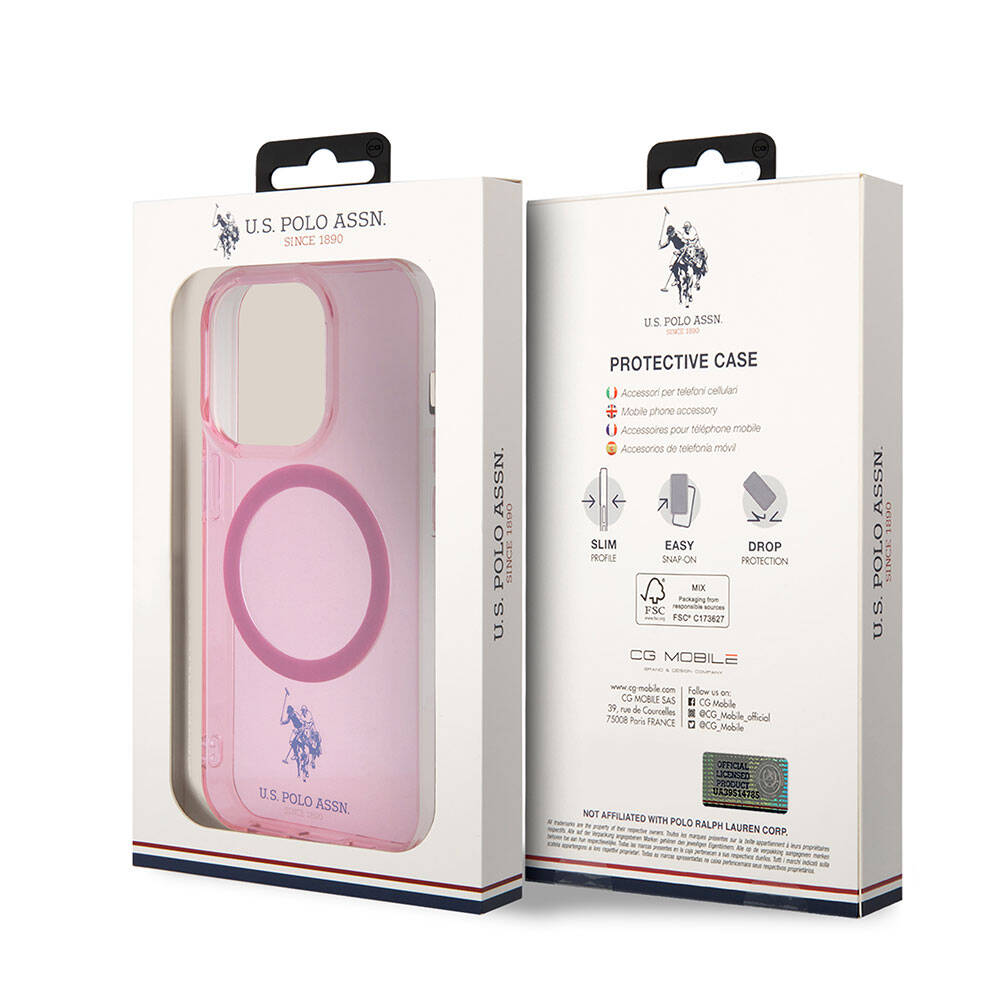 iPhone 15 Pro Max Kılıf U.S. Polo Assn. orijinal Lisanslı M-safe Şarj Özellikli Transparan Tasarım Kılıf