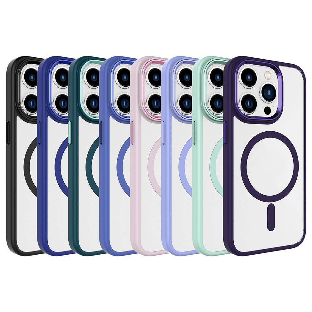 iPhone 15 Pro Max Kılıf Wireless Şarj Özellikli Zore Krom M-safe Silikon Kılıf