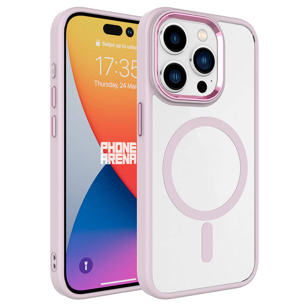 iPhone 15 Pro Max Kılıf Wireless Şarj Özellikli Zore Krom M-safe Silikon Kılıf