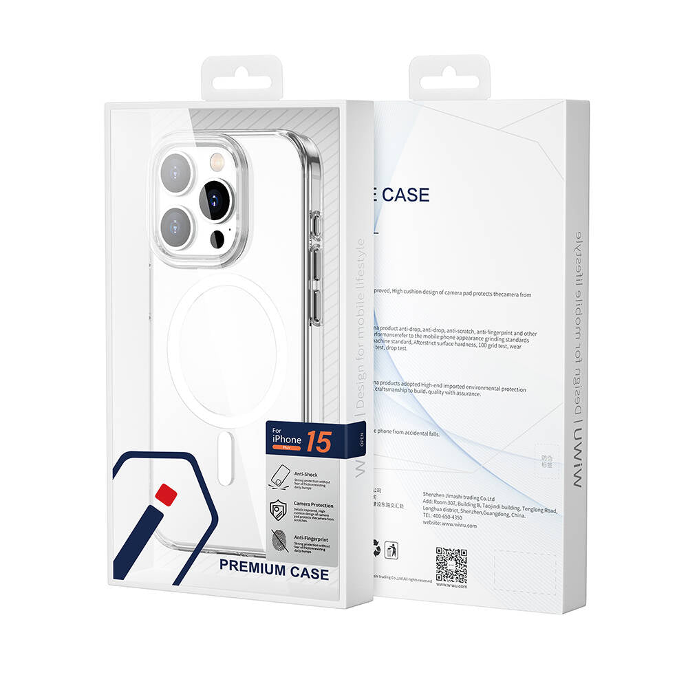 iPhone 15 Pro Max Kılıf Wiwu BC-022 M-safe Şarj Özellikli Şeffaf Transparan Kılıf