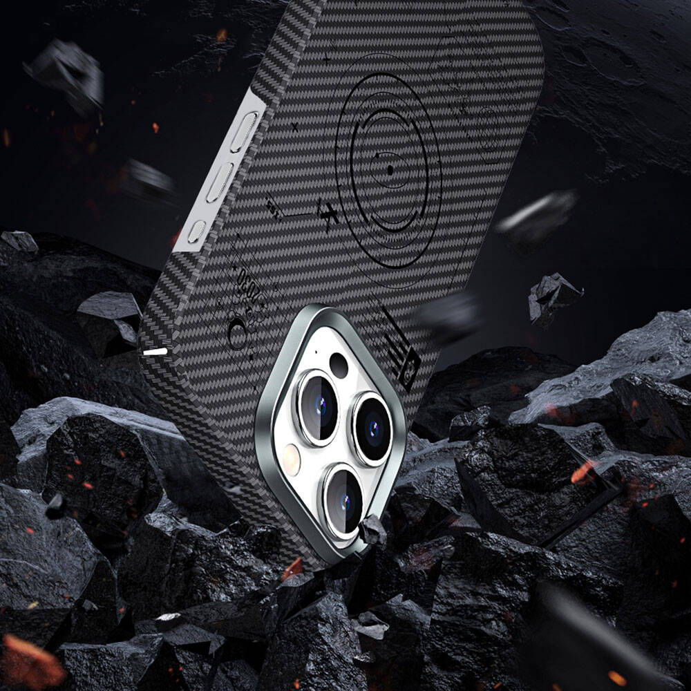 iPhone 15 Pro Max Kılıf Wiwu KJZ-017 Karbon Fiber 600D Explore Kevlar Kılıf