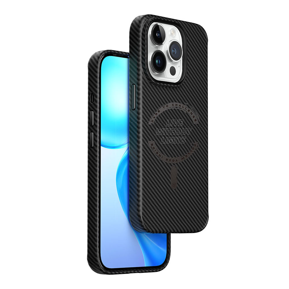 iPhone 15 Pro Max Kılıf Wiwu LCC-107 Karbon Fiber M-safe Şarj Özellikli Kamera Korumalı Kabon Kılıf